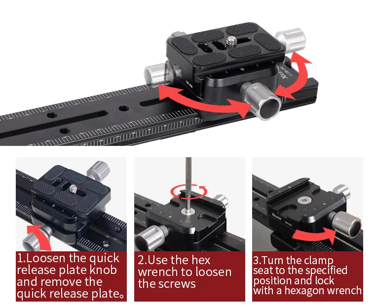XILETU LCB-24B Verlängert Quick Release Platte Kit 240mm Nodal Rutsche Stativ Schiene Multifunktionale Universal Track Dolly Slider – Detail 5