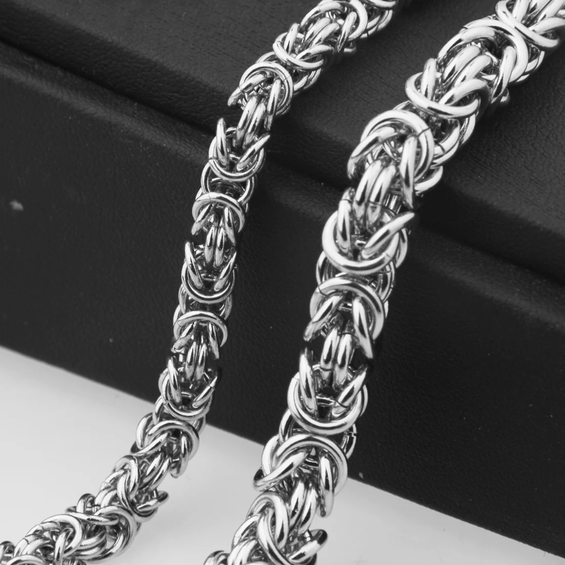 Fashion men jewelry trendy stainless steel byzantine chain necklace link chain 7\