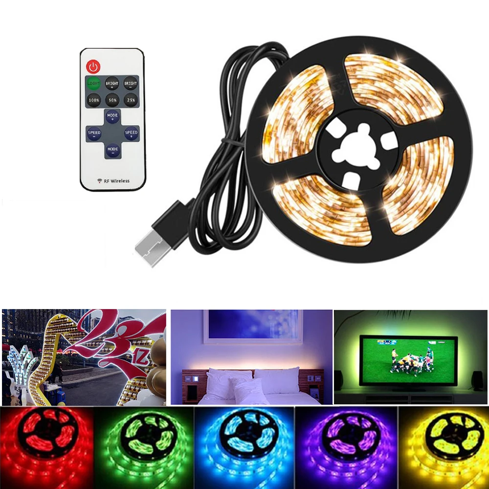 USB Dimmerable 벽 조명 램프 DC 5V SMD 2835 LED 스트립 빛 RF 원격 IP21 IP65 방수 3528 유연한 테이프 밤 램프