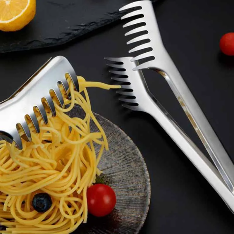 Kitchen Accessories Stainless Steel Noodles Clip Food Comb Spaghetti Tongs Pasta Clip Food Holder for Cooking Pasta Restaurant