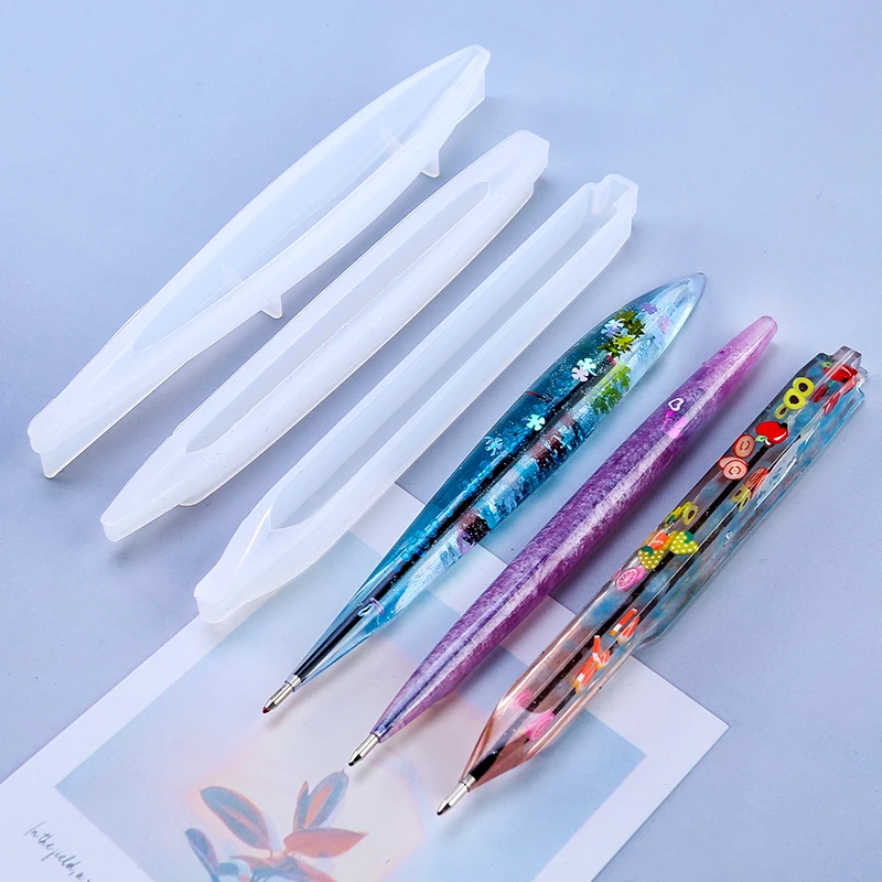 Transparent Ballpoint Pen Silicone Molds DIY Epoxy Resin Casting Mold with Refills Handmade Pen Holder Jewelry Making Craftwork