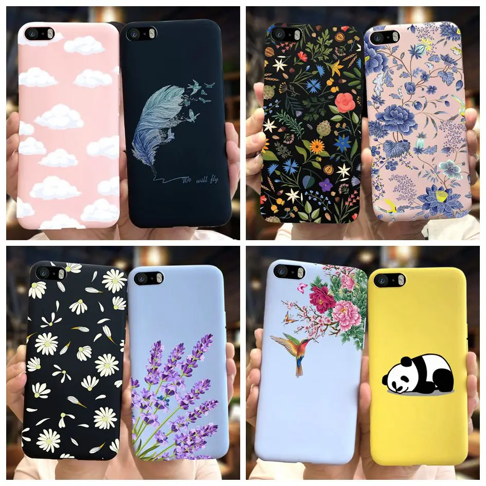 For iPhone 5 5S 6 7 8 Plus SE 2020 Fashion Daisy Flower Painted Frosted Matte Soft Cover For iPhone 7Plus 8Plus 5S iPhone6 Funda