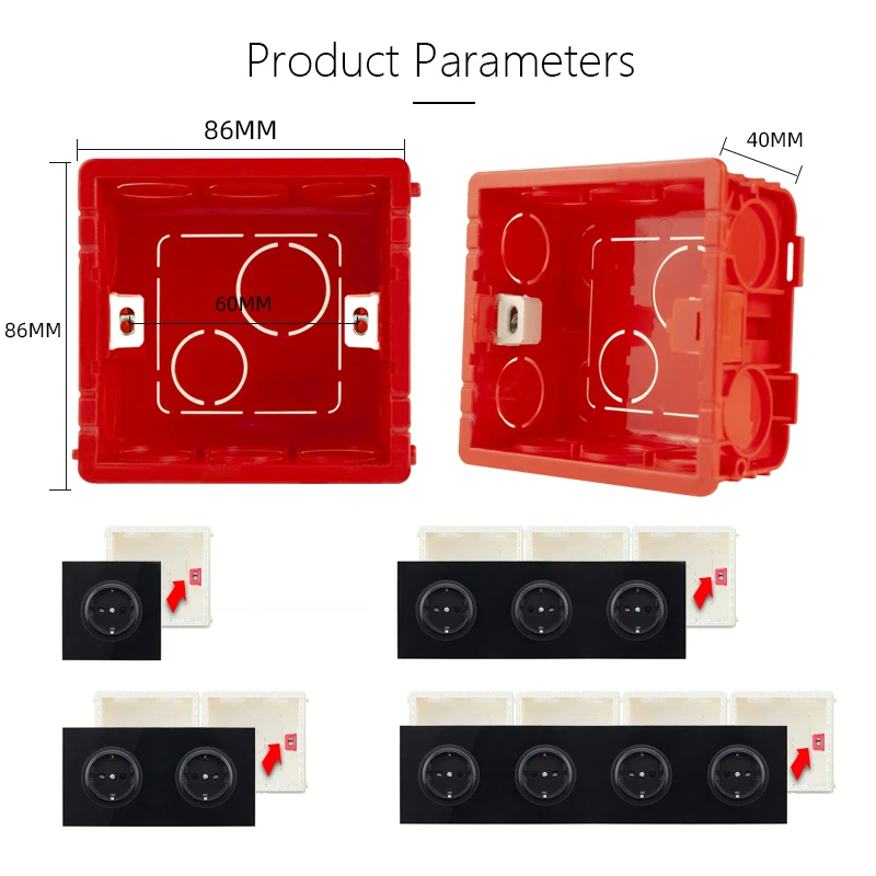 Avoir Junction Box Installation Dark Box Wall Socket Switch Box 86 Type 40mm Deep Back Box White Red Blue Plastic Wiring Box