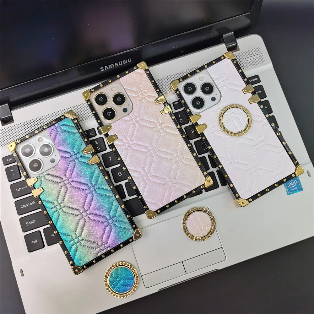 Luxury Leather Plaid Case For iphone 16 PRO MAX 16 Plus 11 12 13 14 PRO MAX Fashion Phone Cover Retro Case For iPhone 15 PRO MAX image 3