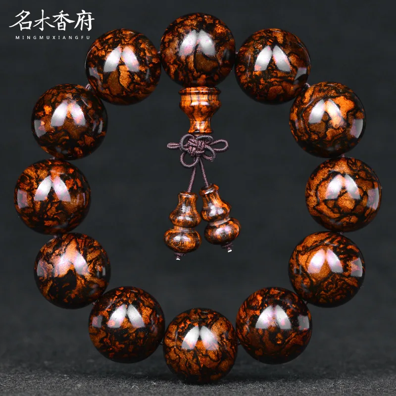 Unique authentic Hainan Huanghua pear hand string water pattern tiger skin pattern spider pattern 2.0 Bracelet Chinese mahogany