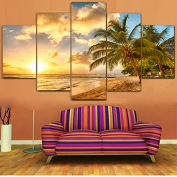 Multi-Panel 5D pittura diamante palme mare tramonto paesaggio diamante mosaico ricamo 5 pezzi Set scenario Puzzle decorazioni per la casa