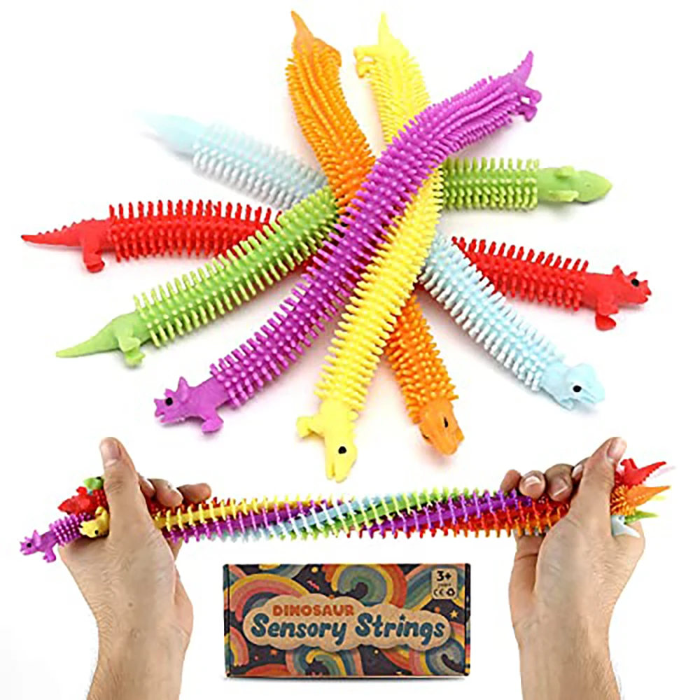 

2pcs Fidget Antistress Caterpillar Dinosaur Squish Toy Kawaii Stress Relief Vent Autism Sensory Stretch Toys Gifts Elastic Rope