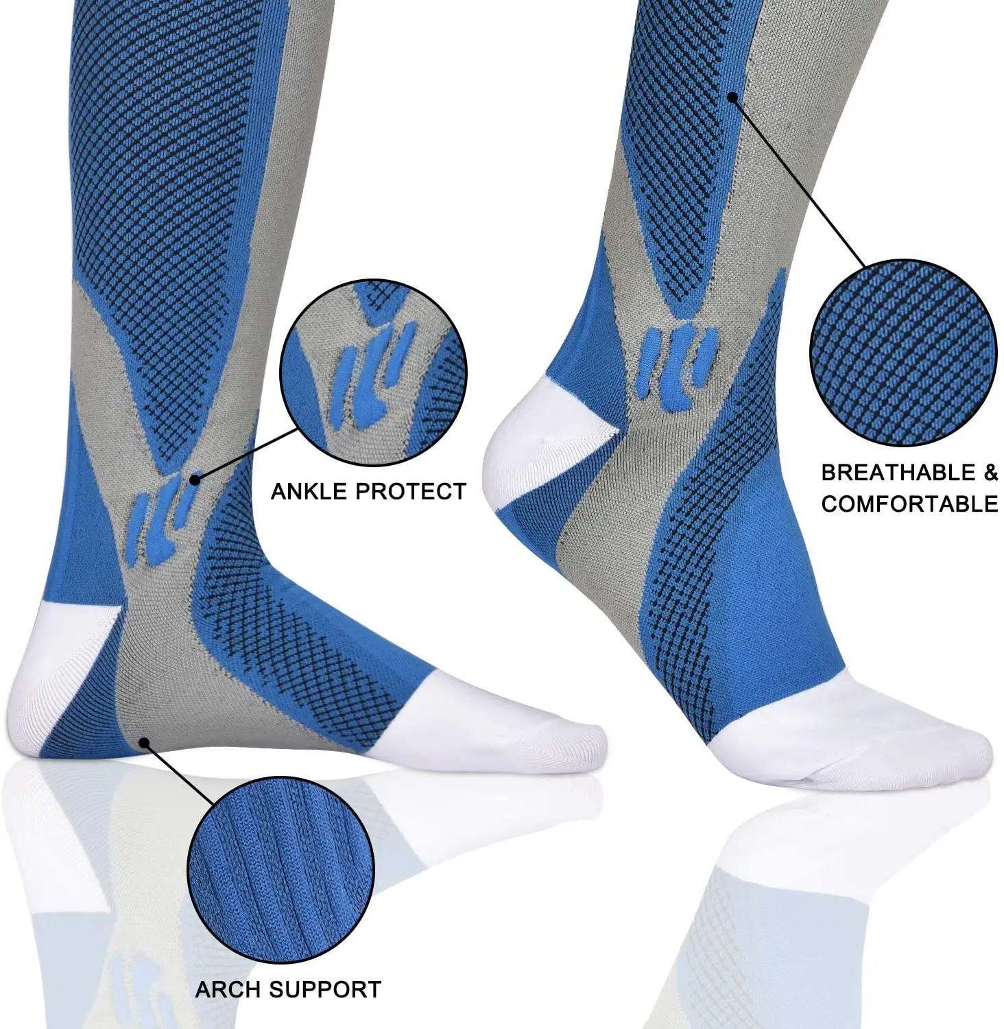 3 Pairs Compression Socks Women Men Medical Nursing Stockings 20-30 mmHg Sports Socks Marathon Cycling Varicose Veins Running