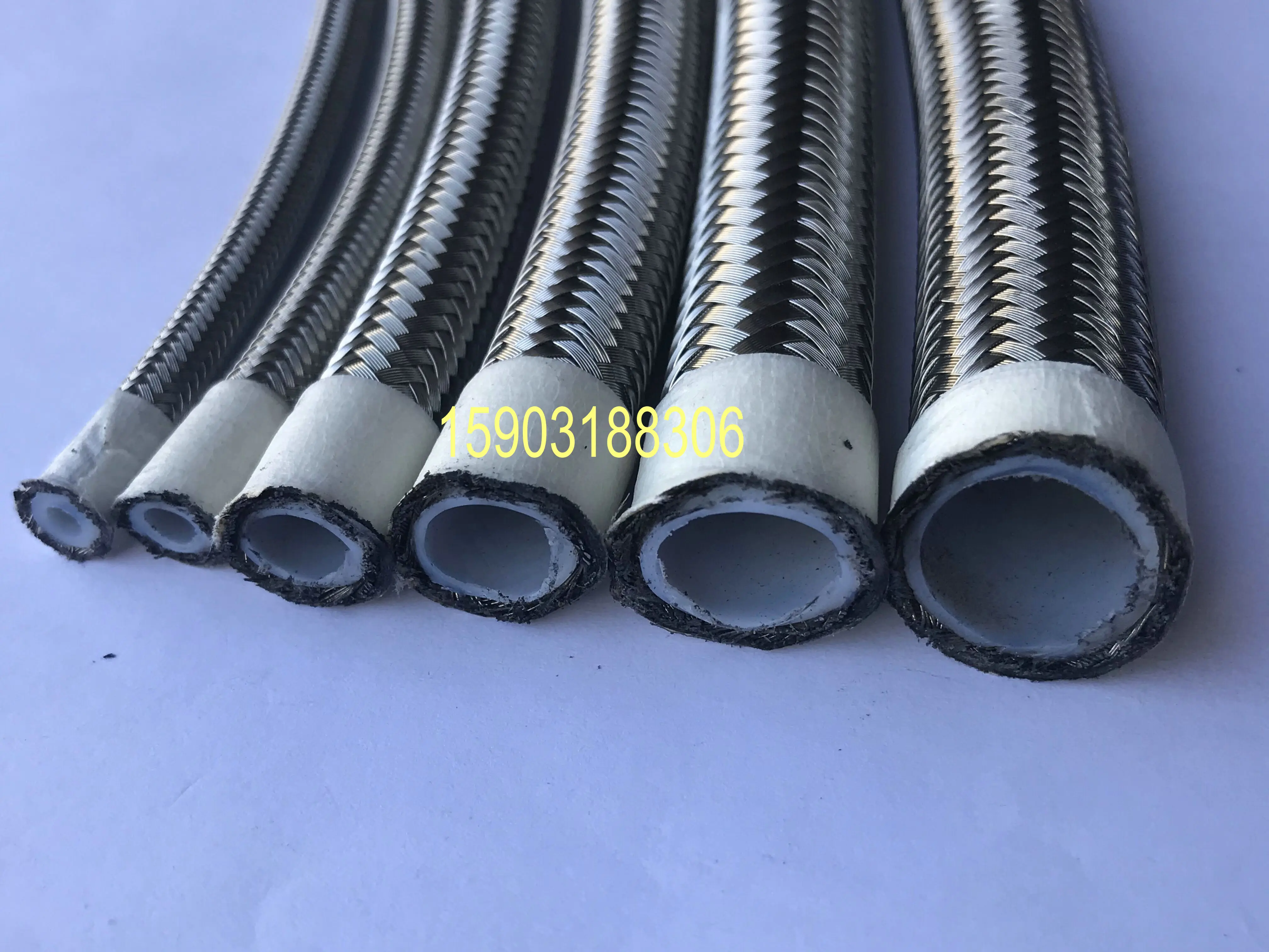 AN3 AN4 AN6 AN8 AN10 AN12 AN16 304 stainless steel braided PTFE smooth bore fuel oil cooler hose lines 1M