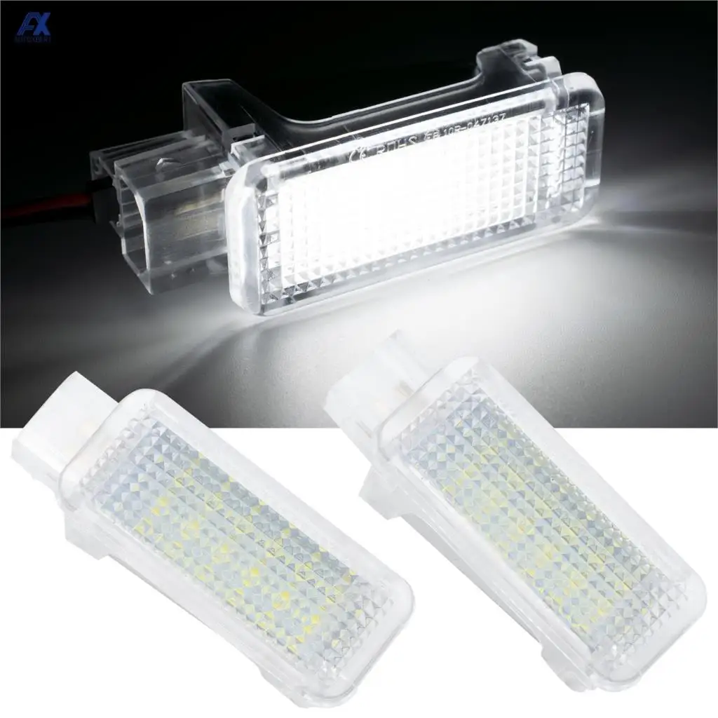 2pcs Xenon White LED Courtesy Under Door Footwell Light Trunk Lamp for VW Touareg Tiguan Passat Skoda Octavia Superb Audi A4 A6