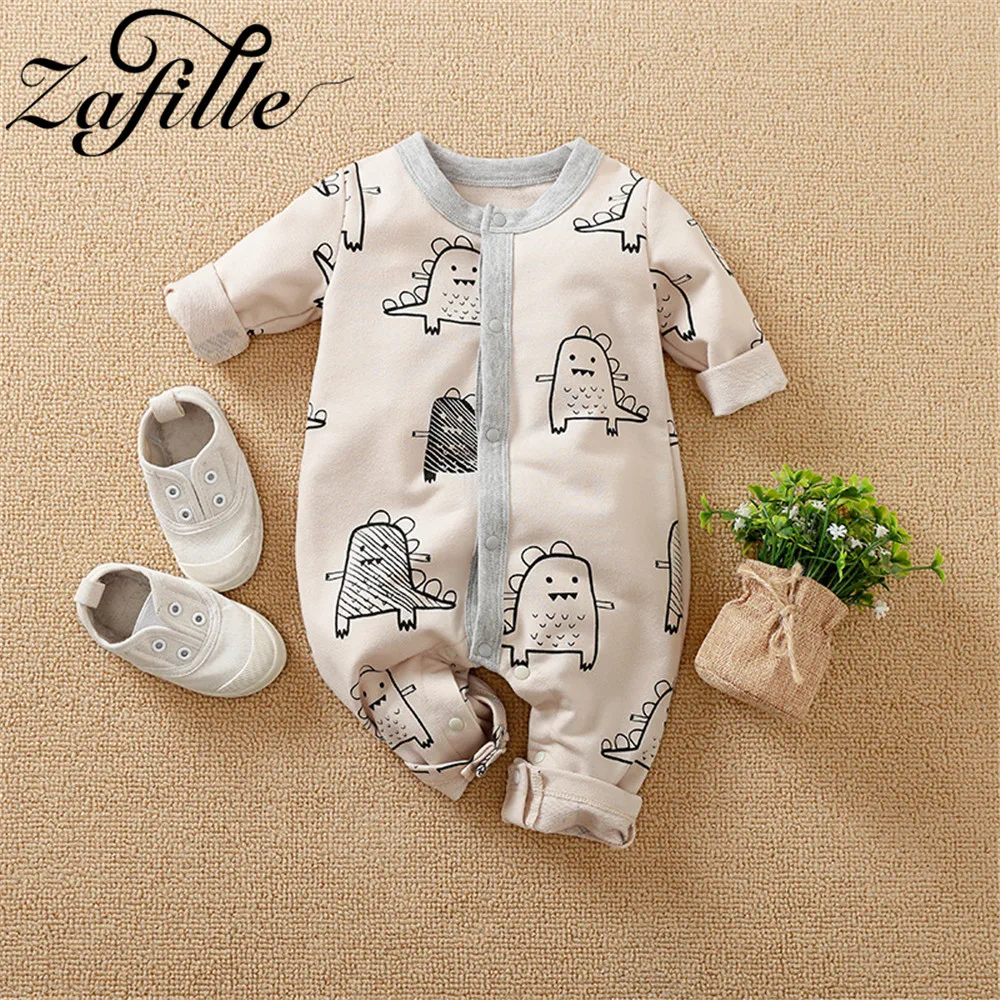 ZAFILLE Cartoon Baby Boy Clothes Animals Printed Cute Winter Overalls For Newborns Kids Boys Clothing Cute Panda Infant Jumpsuit