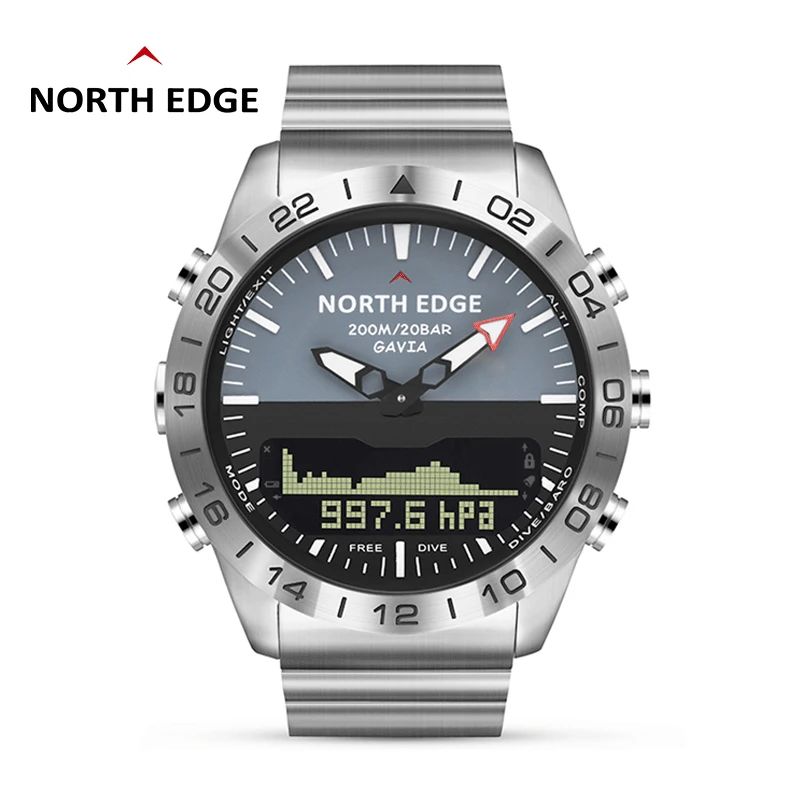 NORTH EDGE Smart Watch Men Dive Sports Digital Watch Mens Watches Luxury Full Steel Business Waterproof 100m Altimeter Compass