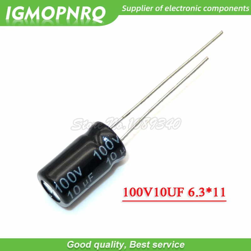 50PCS 100V10UF 6X11mm 6.3*11 10UF 100V Aluminum electrolytic capacitor