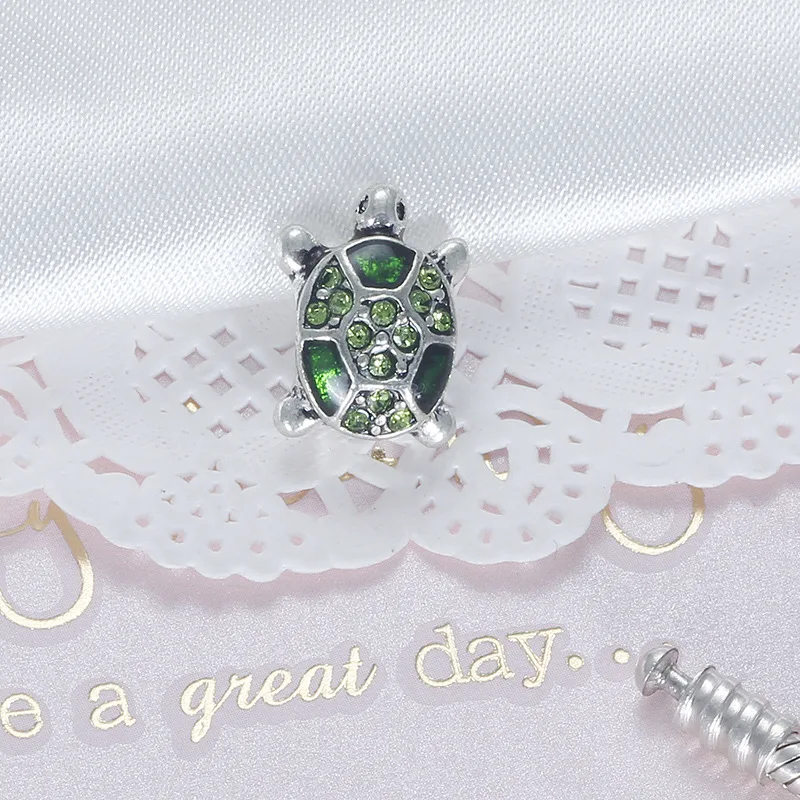 New Green Turtle Pendant DIY Beads Charm Bracelet Ladies Jewelry Making Gifts