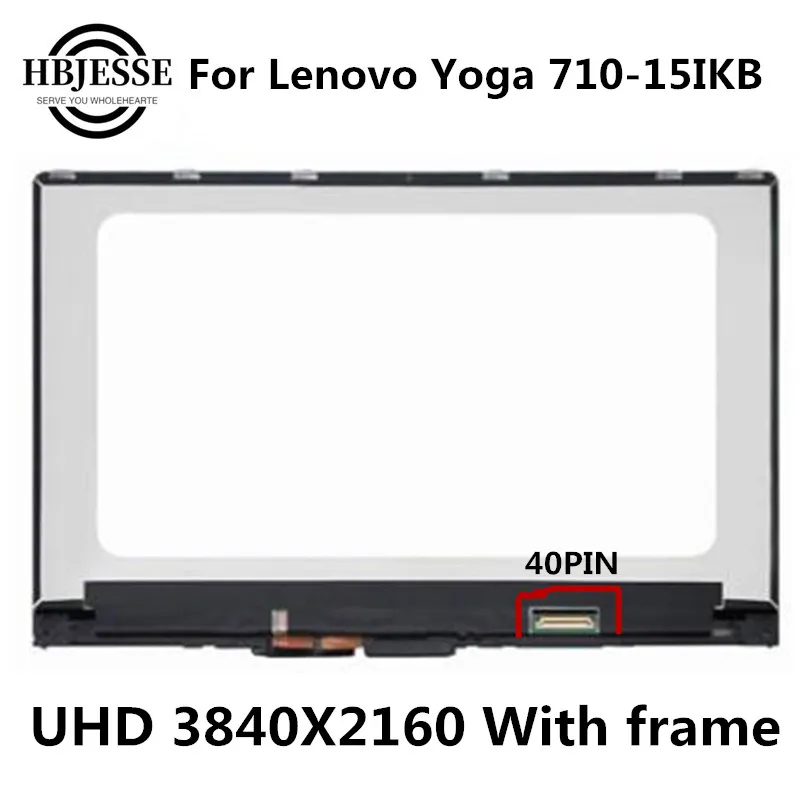 For Lenovo Yoga 710-15 710-15IKB 710-15ISK Touch Screen Display Assembly with Frame bezel 3840*2160 4k UHD 40pin