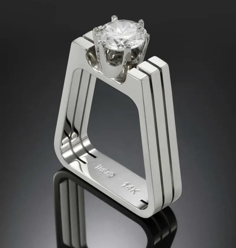 Real 14K White Gold with Stamp Ring for Women Men Unisex 100% Real Natural Diamond Jewelry Luxury Pave Setting 14 K Gold Rings - Image 2