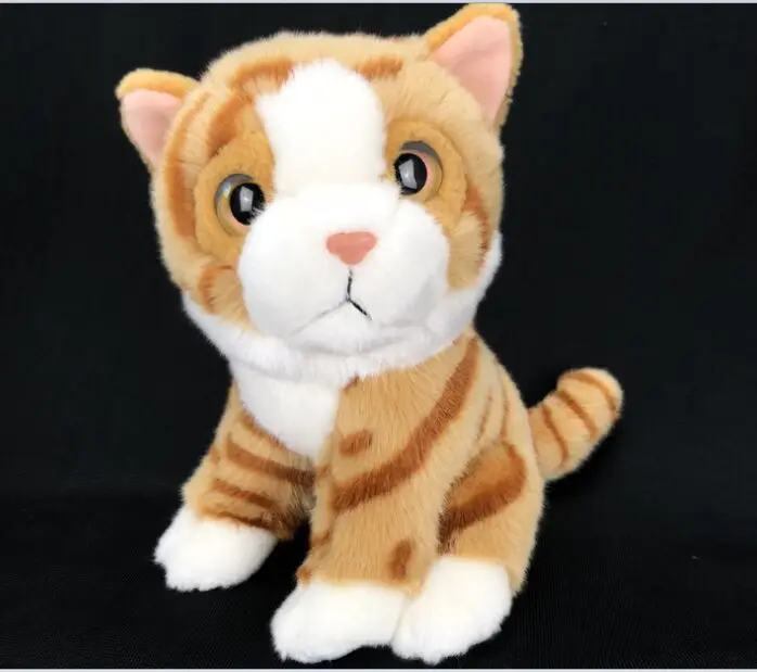 about 22cm lovely yellow grains design cat plush toy squatting Kitty soft doll birthday gift w2918