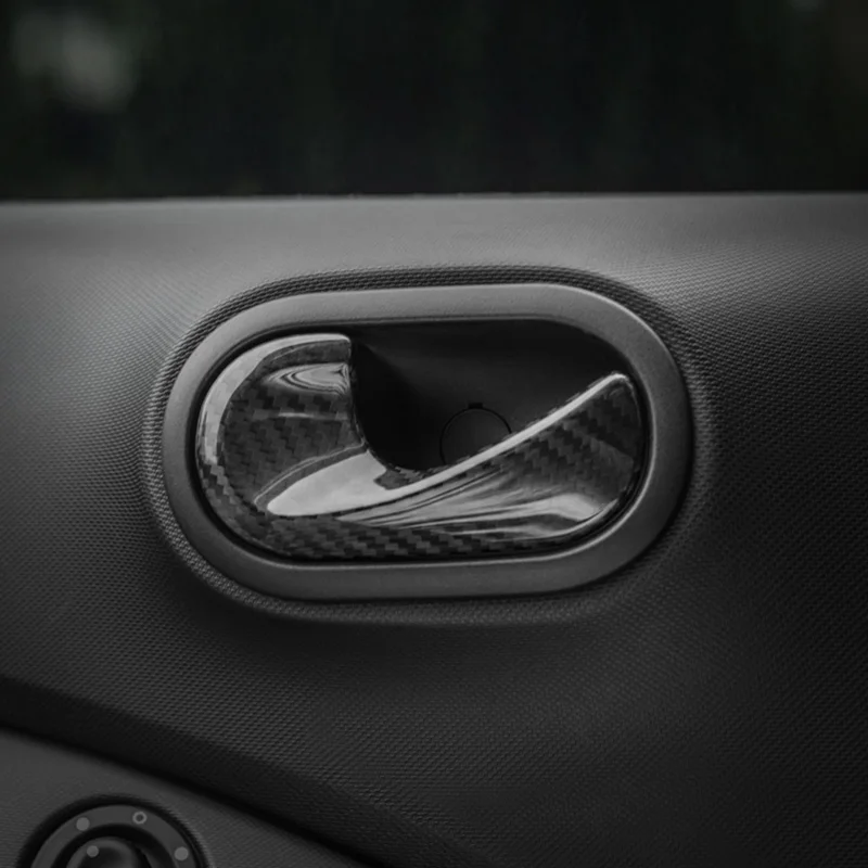 Car Real Carbon Fiber Decorative Frame Door Handle Protect Stickers For New Mercedes Smart 453 Fortwo Forfour Car Accessories