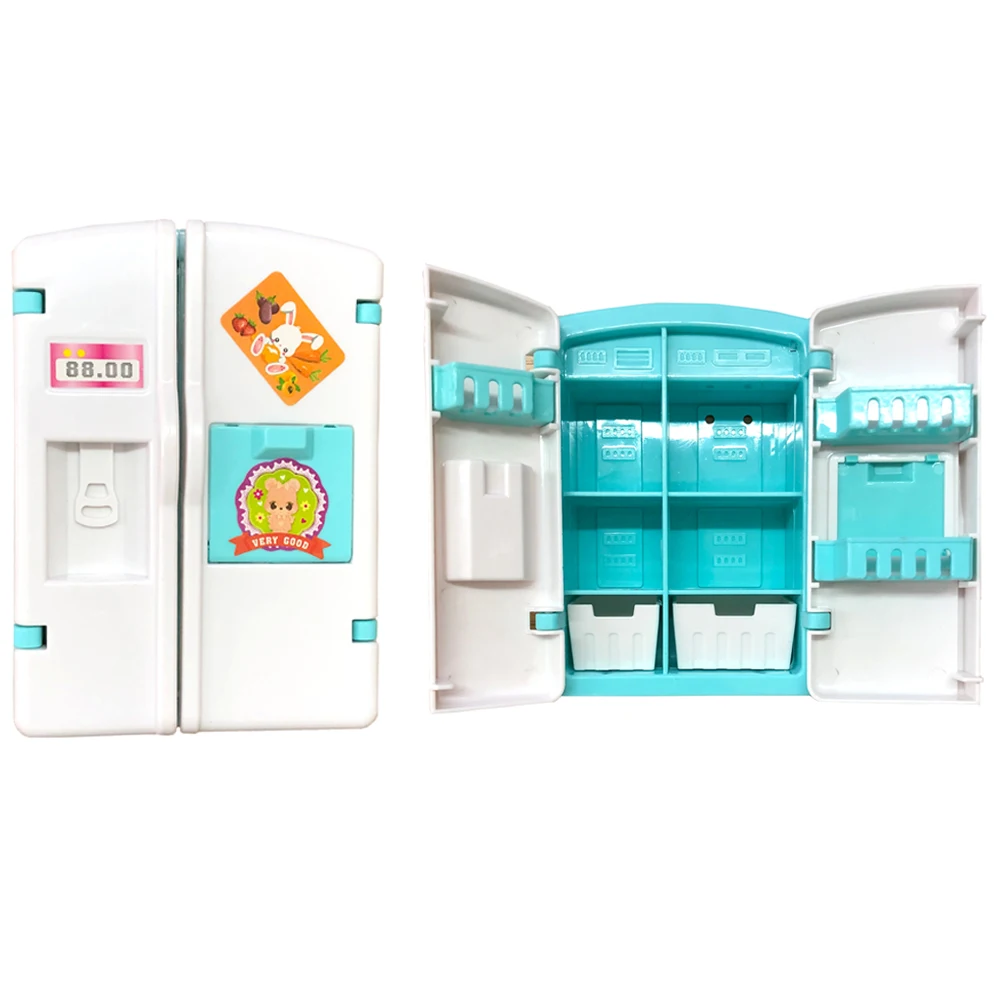 NK 1 Pcs Mini Doll fridge fashion Furniture kitchen Refrigerator For barbie accessories For Kelly Doll dream house  Play  Toys