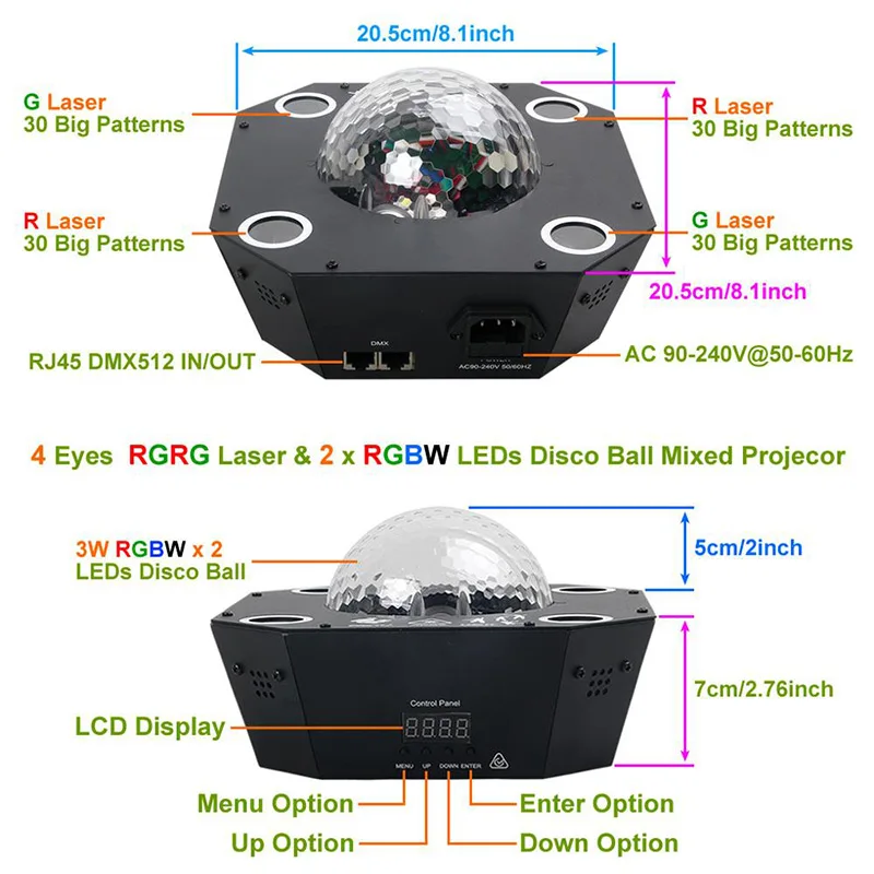 120 pattern laser projector stobe light dmx stage light colorful dj ktv disco light music control club bar laser lighting effect