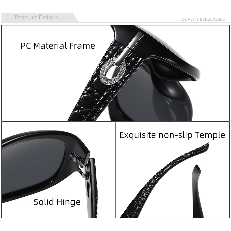 High Quality Elegant Women Polarized Sunglasses Brand Designer Sun Glasses UV400 Square Vintage Sunglass Shades Oculos Gafas