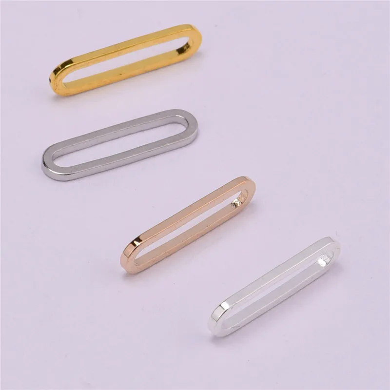 30 pieces of 15 * 4mm pure copper oval buckle runway oval pendant connector DIY jewelry accessories