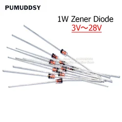 50PCS 1W Zener Diode DO-41 3V 3V3 3V6 3V9 4V3 4V7 5V1 5V6 6V2 6V8 7V5 8V2 9V1 10V 11V 12V 13V 15V 1N4733A 1N4742A 1N4728A