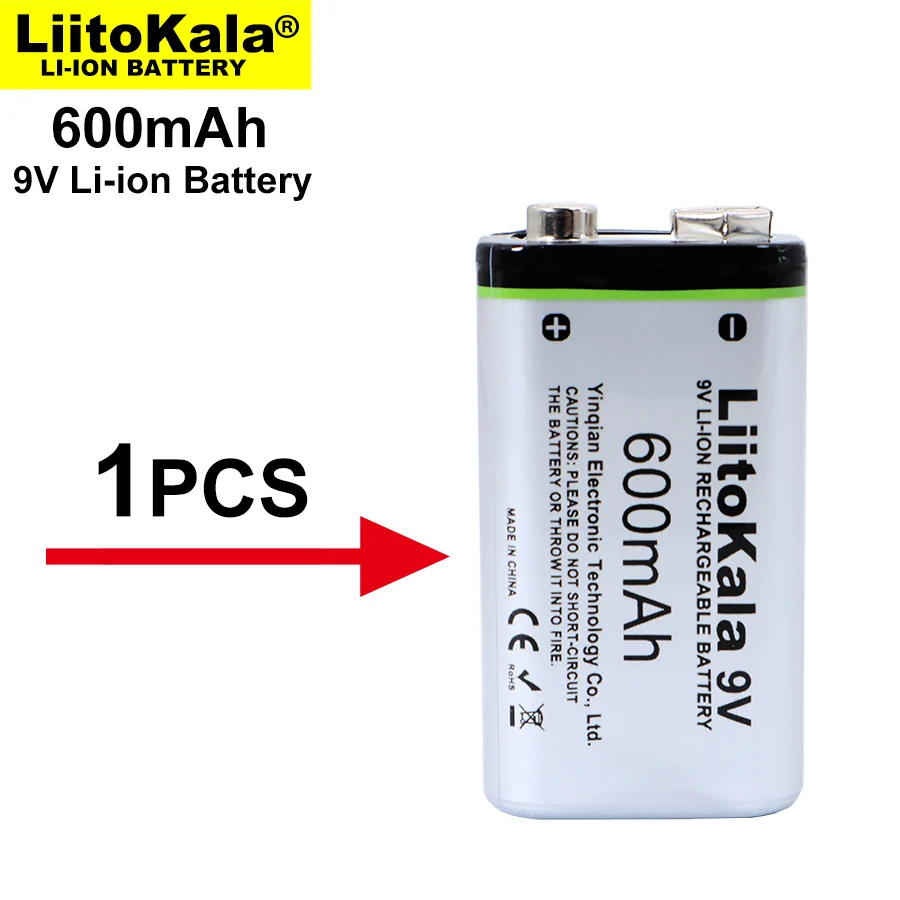 1 قطعة LiitoKala 600mAh 9V بطارية ليثيوم أيون 6F2 2 بطارية قابلة للشحن ل ميكروفون متعدد RC اللعب مسدس حراري