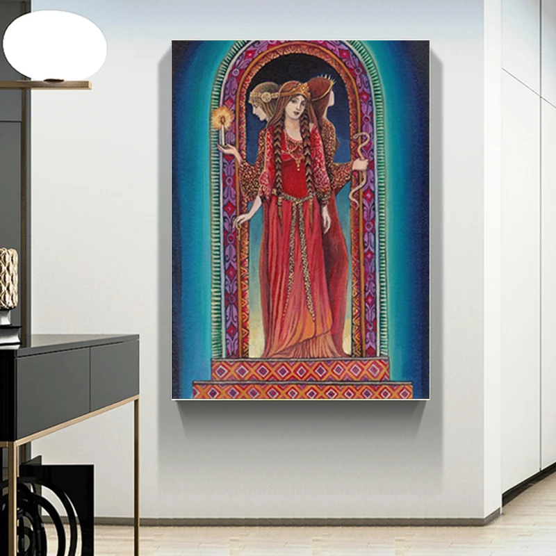 Hecate Crossroads Goddess Canvas Paintings Mythology Mysterious Bohemian Witch Posters and Print Wall Art Picture for Home Decor