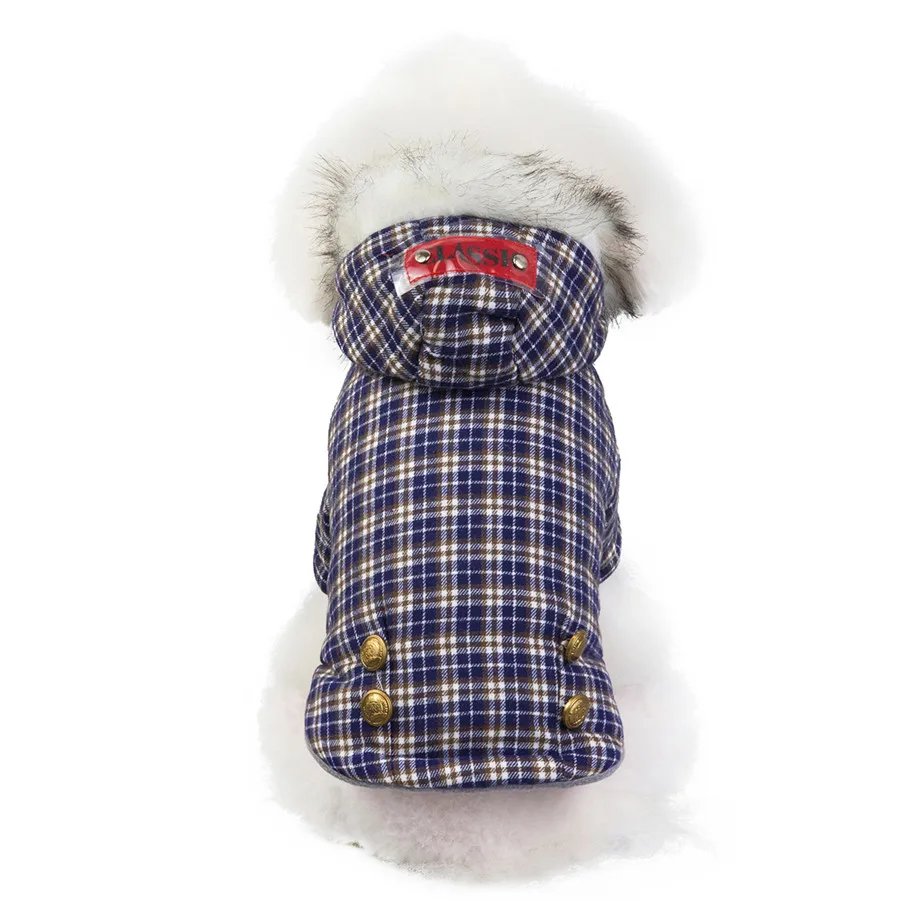 Warm Pets Dog Clothes Cotton Russia Winter Thicken Coat Costumes England Grid Hoodies Clothes for Small Puppy Dogs Clothing XXL