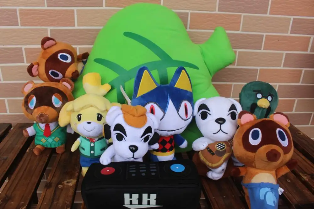 Hot! New Animal Crossing Isabelle KK Slider DJ KK New Leaf Smiling Isabelle Raccoon Brewster Plush Doll Little Buddy Lots of