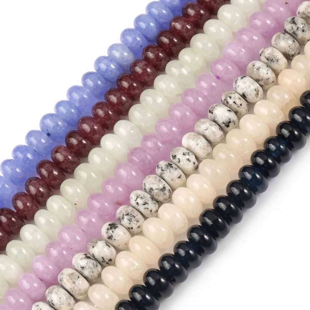 5X8mm Angelite Jades Chakra Beads Natural Loose Spacer Rondelle Stone Beads for Jewelry Making DIY Healing Bracelets 15''