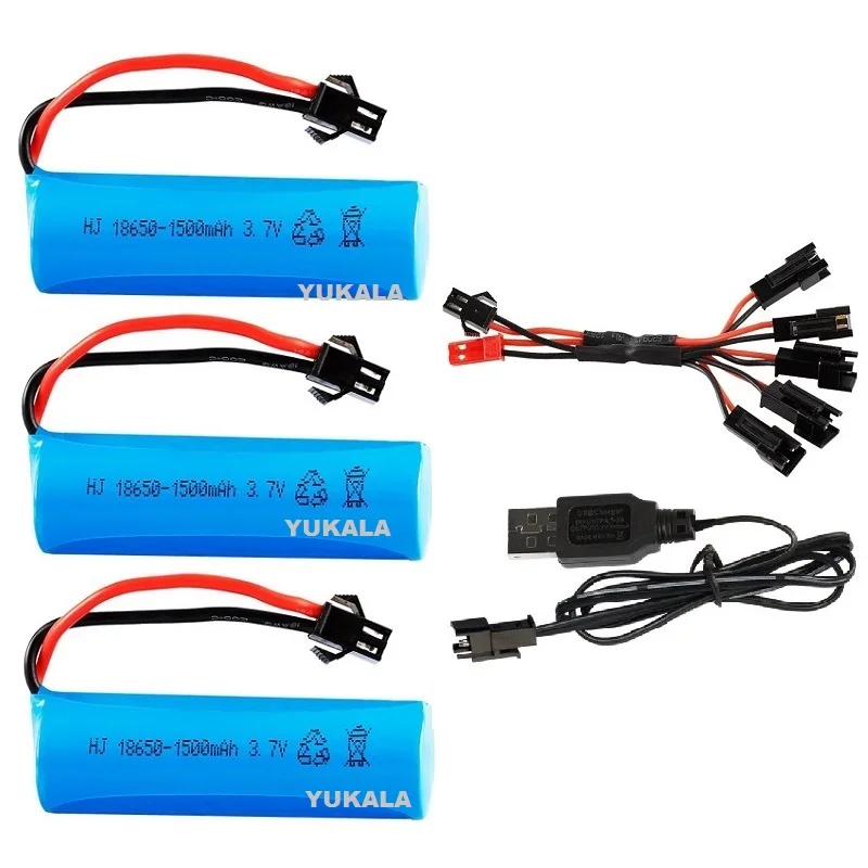 3.7V 1500mAh 18650 Li-ion Battery/USB charger for Q85 Q70 RC helicopter Airplanes cars Boat Gun Toys Parts 3.7v battery SM plug