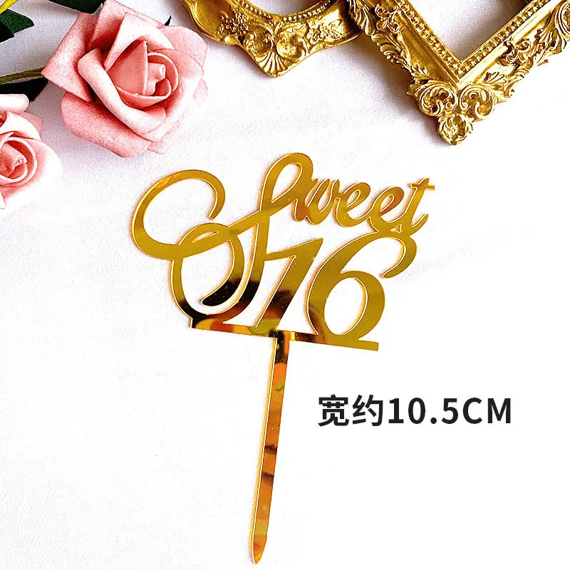 Neue 10/18/20 Zahl Alles Gute zum Geburtstag Kuchen Topper Gold Geburtstag Party Acryl Cupcake Topper Hochzeitstag Dessert Dekoration – Detail 16