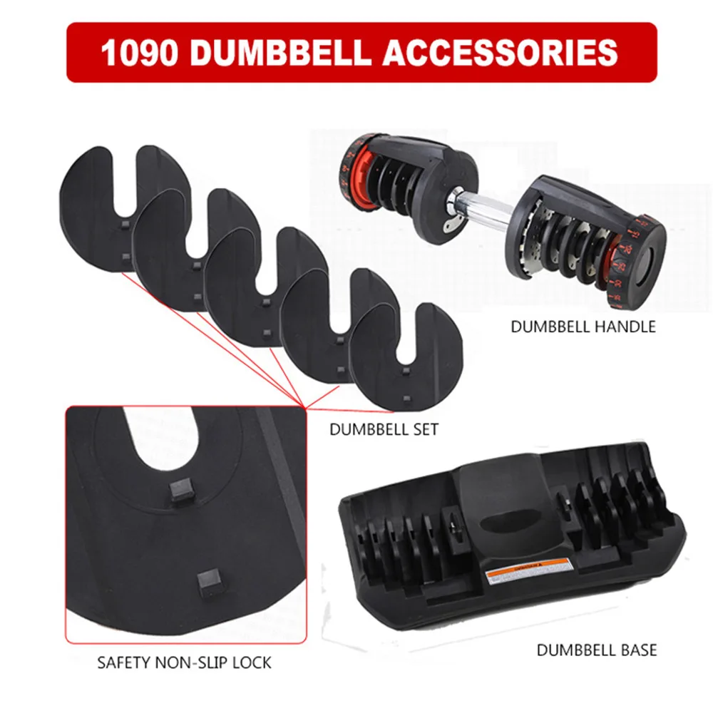 Adjustable 90lb/40kg Dumbbell Set 10~90lb Adjustment Rubber Cover Anti-Skidd ​Iron Workout Weights Exercise Gym Fitness Dumbell