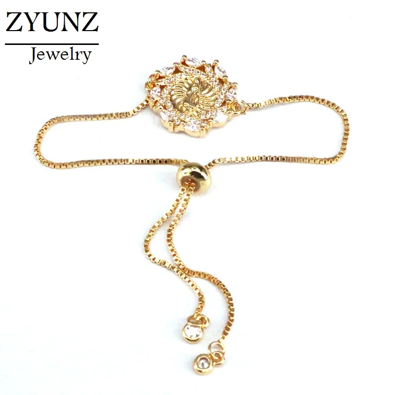 6PCS, Gold Color Jesus Religious CZ Adjustable Bracelet Women Gift in Different shape