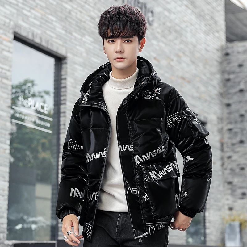 Winter new thickened hooded down jacket men's short youth white duck down warm casual coat student brand fashion coat outdoor