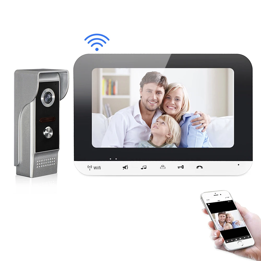 7 Inch LCD Monitor Wired WIFI Video Door phone APP Remote Control WIFI Doorbell Peephole Viewer V70MG WIFI-M4