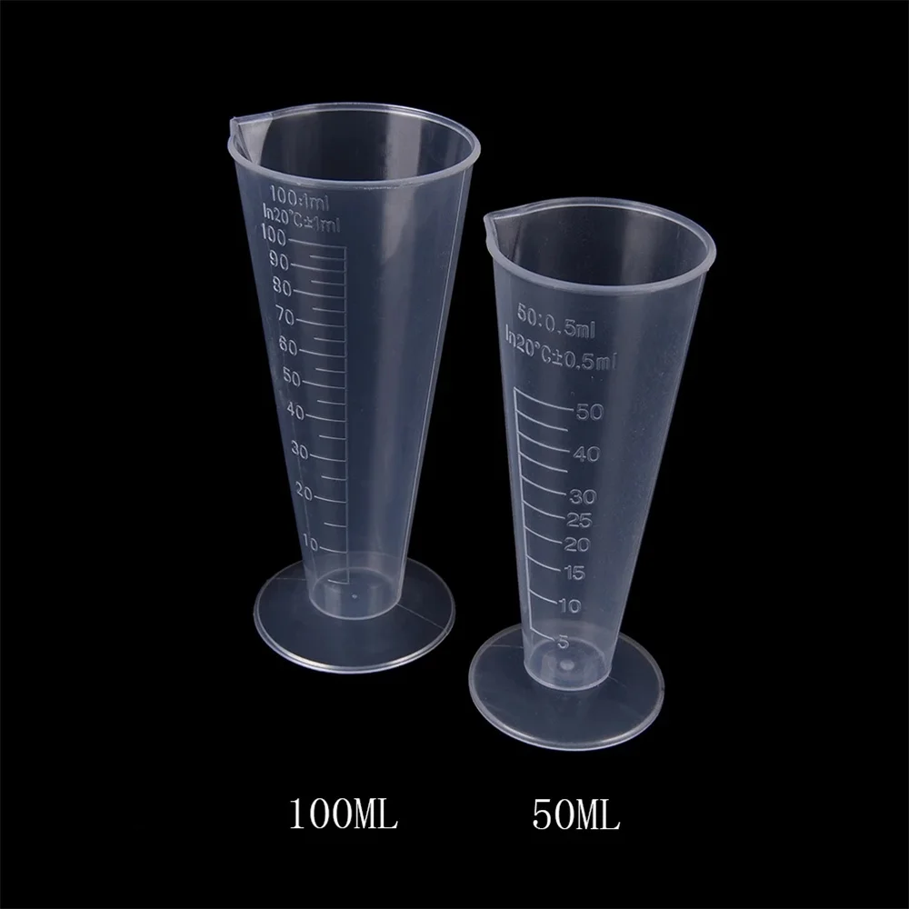 1 pz tazza di misurazione triangolare in plastica 50 Ml / 100ml tazza di misurazione graduata utensili da cucina vernice tazza di miscelazione attrezzature da laboratorio
