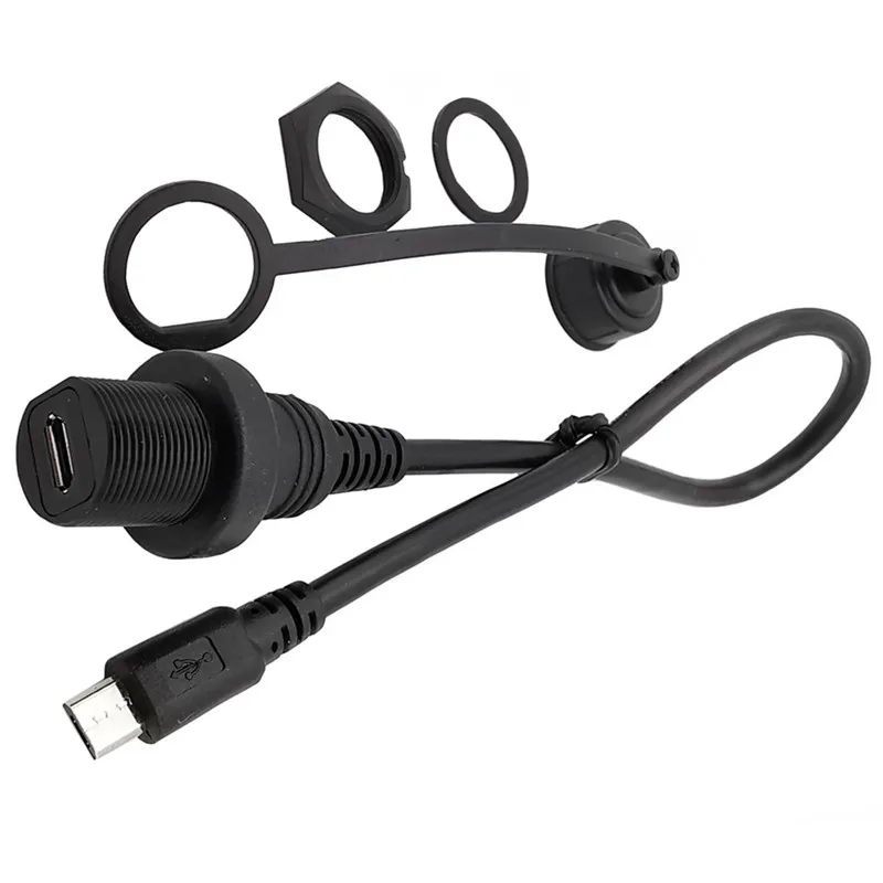 Cable impermeable Micro USB IP67, Cable de extensión de conector impermeable de montaje en Panel Micro-USB 2,0 de 5 pines IP 67 macho a hembra 0,3 m 1m