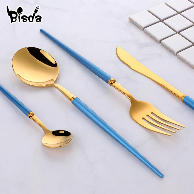 1pcs Luxury Black Flatware Stainless Steel Dinnerware Knife Fork And Spoon Set Western Tableware Gold Cutlery Food Set