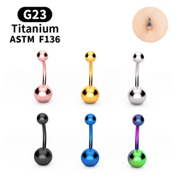 ASTM F136 G23 Titanium 14G Belly Button Rings Fashion Body Piercing Navel Rings Highly Polishing Threaded Eyebrow Nails