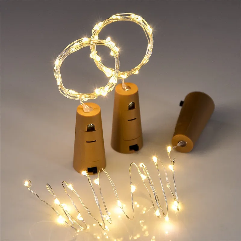 1m/2m Wine Bottle Lights With Cork LED String Lights Battery Fairy Lights Garland For Christmas Party Wedding Decoration