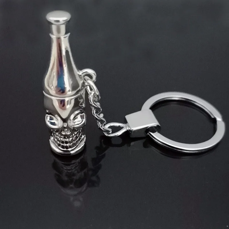 Rock and roll punk style new stainless steel skull opener pendant keychain men's personality exquisite jewelry gift