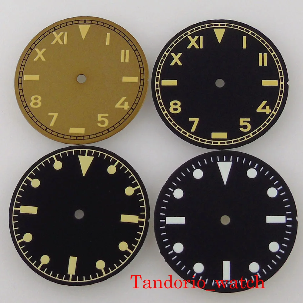 29MM California Luminous Black Watch Dial Face For NH35 NH36 MIYOTA 82 Series Mingzhu ETA 2836 2824 Automatic Movement Hands Set