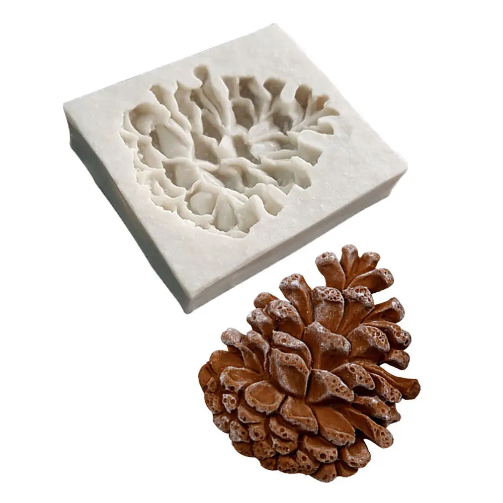 Hot Food Grade Silicone Christmas Pine Nut Fondant Cake Mold Cookie Sugarcraft Mould Chocolate Baking Mold wholesale