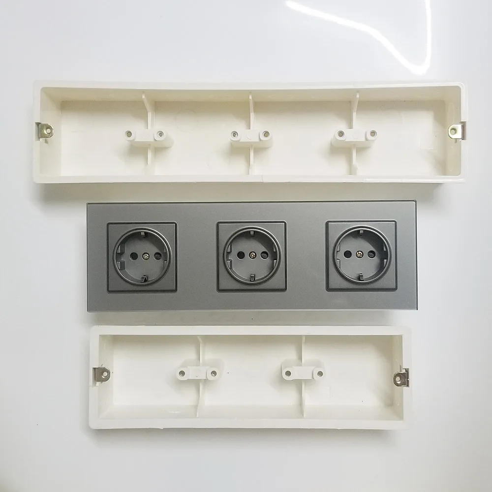 In Wall Bottom Junction Box Mount for Socket USB Multi Frame,Triple Dark Box Quad Back Box,Switch Box Flame Retardant PVC White