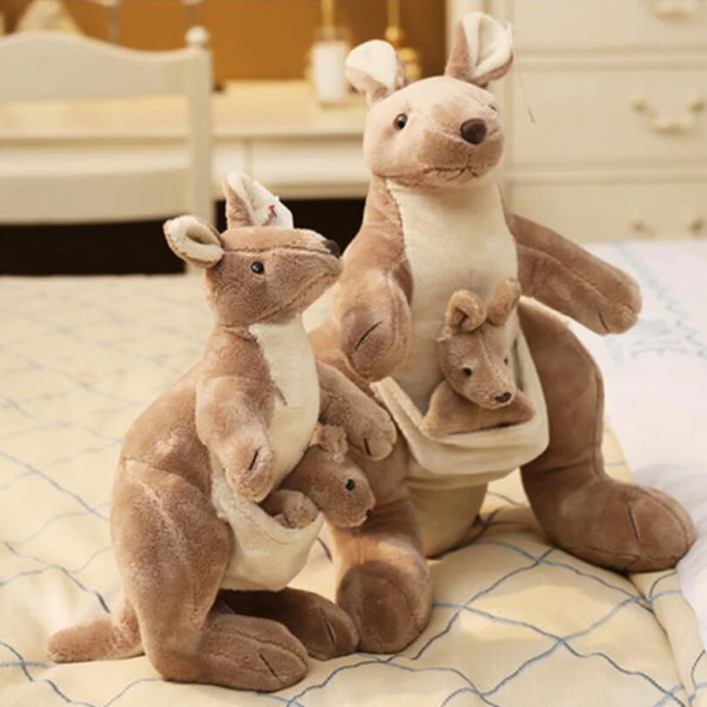 

New Mother Australian Kangaroo Doll Simulation Animal Children Stuffed Plush Toy Birthday Christmas Gifts