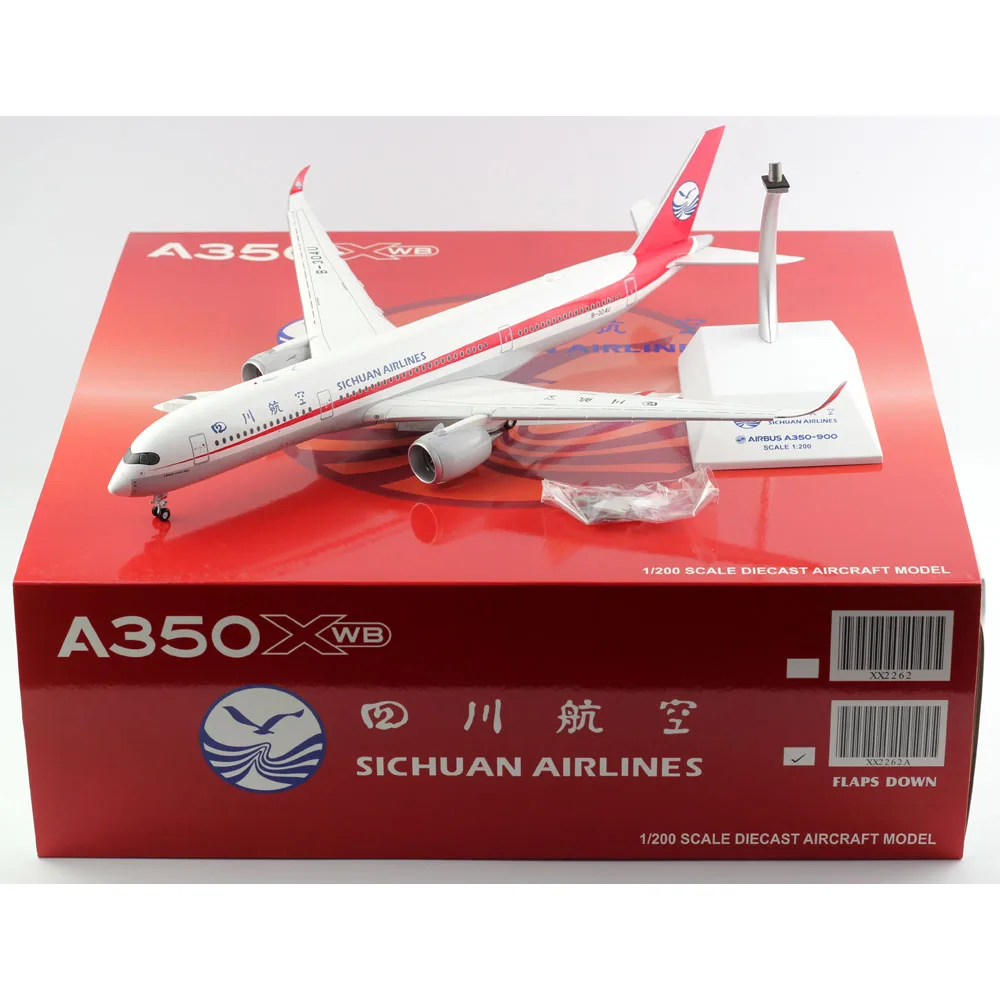 1:200 Alloy Collectible Plane Gift JC Wings XX2262A SICHUAN Airlines Airbus A350-900 Diecast Aircraft Jet Model B-304U Flap Down