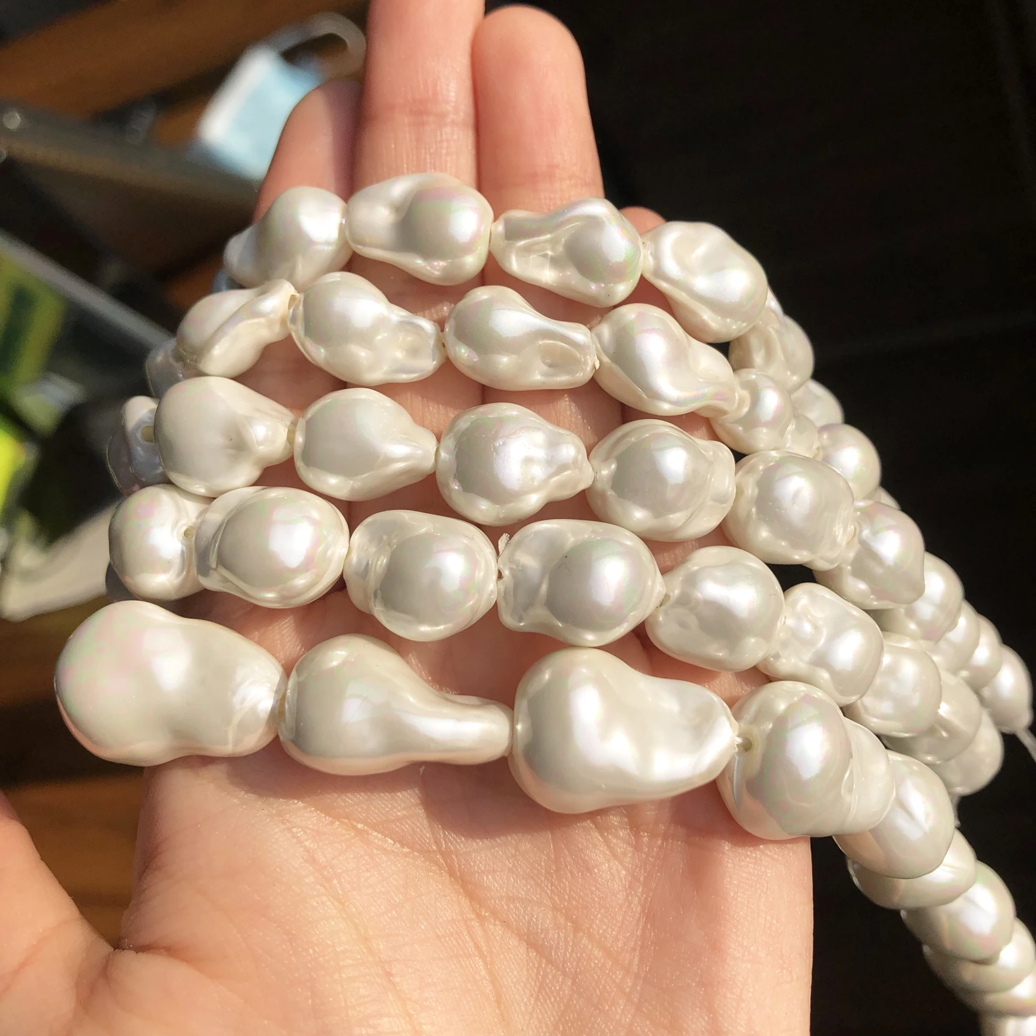 White Imitation Pearl Beads Irregular Loose Spacer Beads for Jewelry Making DIY Bracelet Accessories 10x15mm 12x15mm 15x20mm